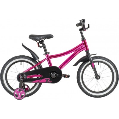 Велосипед NOVATRACK 16" PRIME AG алюм., розовый металлик,  полная защита цепи, ножной тормоз, короткие  (167APRIME.GPN20)