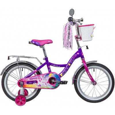 Велосипед 16", LITTLE GIRLZZ, фиолетовый, тормоз нож., пер.корзина, зеркало, крылья и багажник (167GIRLZZ.VL9)