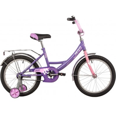 Велосипед NOVATRACK 18" VECTOR фиолетовый, защита А-тип, тормоз нож., крылья и багажник хром. (183VECTOR.LC22)