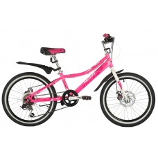 Велосипед NOVATRACK 20" ALICE 6.D розовый,  стальная рама, 6 скор., Shimano TY21/Microshift TS38, дисков (20SH6D.ALICE.PN21)