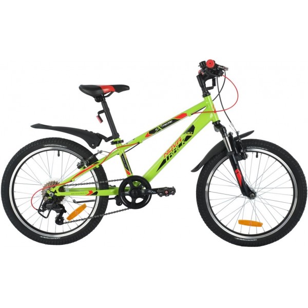 Велосипед NOVATRACK 20" EXTREME 6.V зеленый,  сталь, 6 скор., Shimano TY21/Microshift TS38, V- brake тор (20SH6V.EXTREME.GN21)