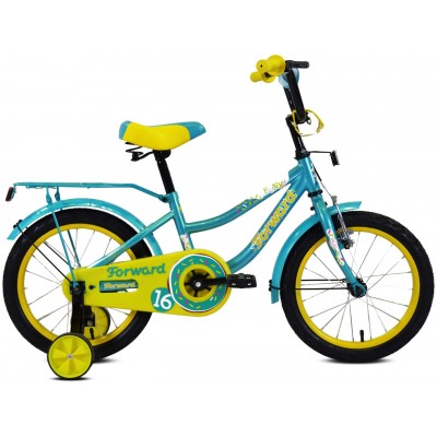 Детский велосипед Forward FUNKY 16 ( рост) бирюзовый/желтый 2022 год (IBK22FW16230)
