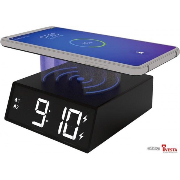 Настольные часы с беспроводной зарядкой Ritmix RRC-910Qi