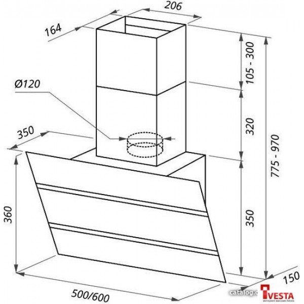 Кухонная вытяжка MAUNFELD Bridge 60 (черный/черное стекло)
